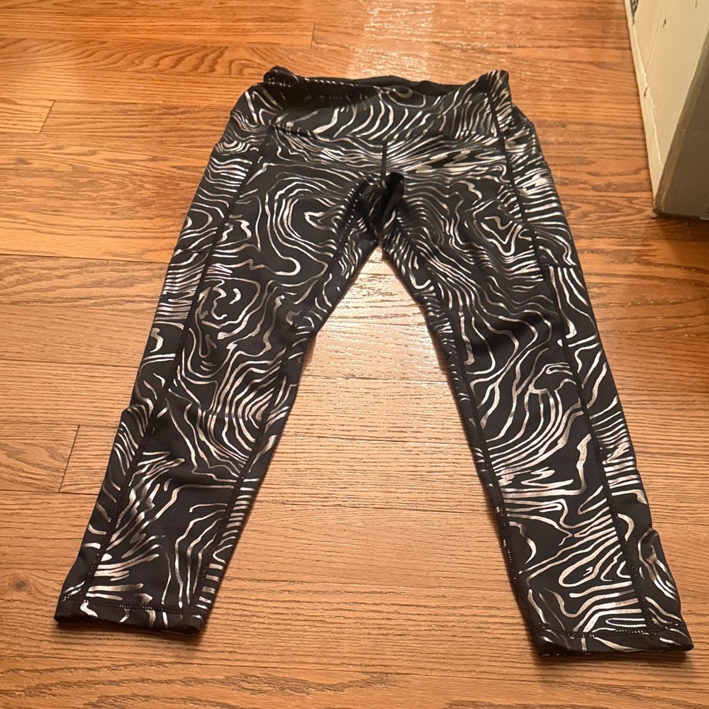 Zella Black and White Striped Leggings